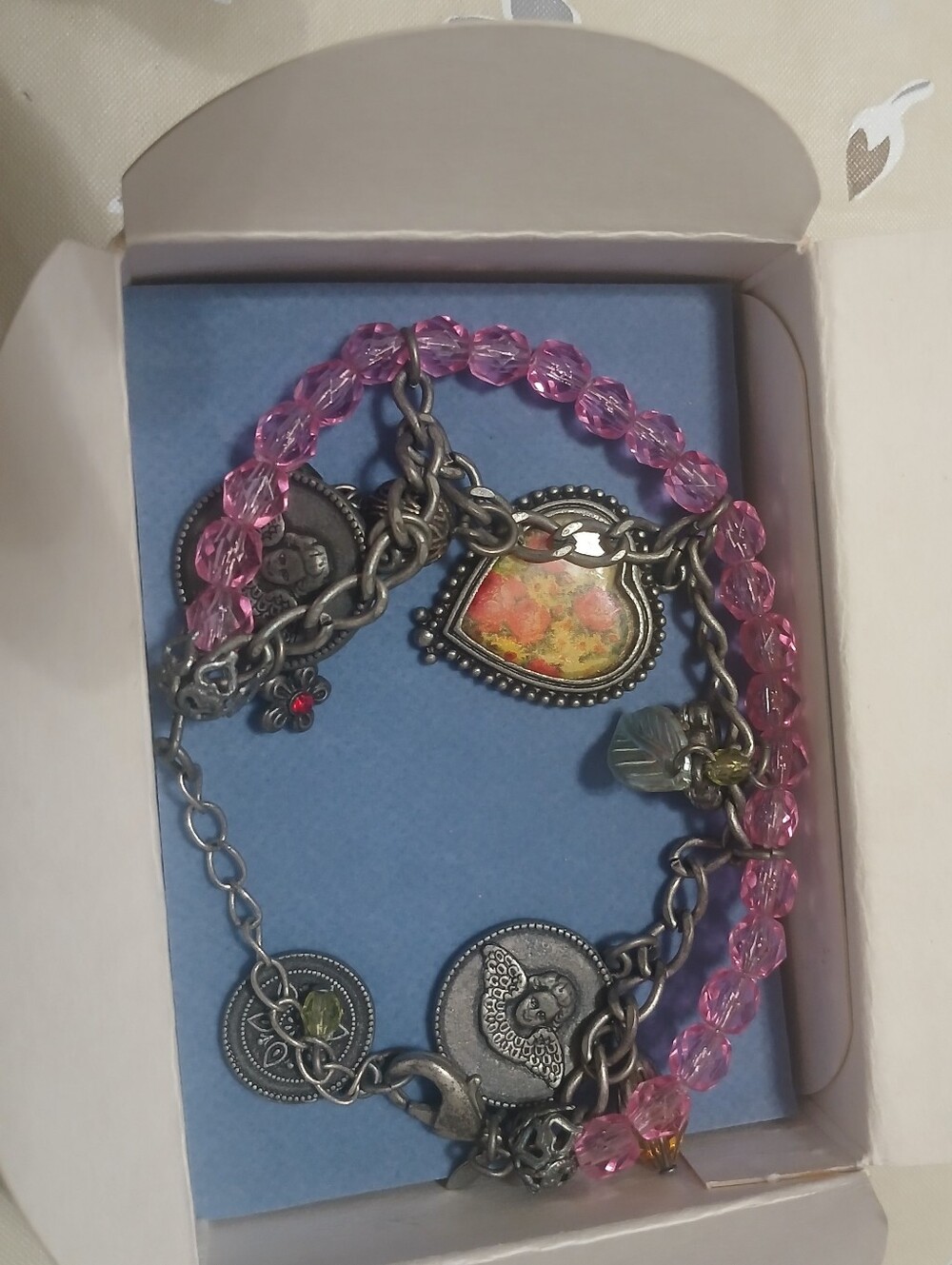 Avon Spring Floral Coin  Charm Bracelet